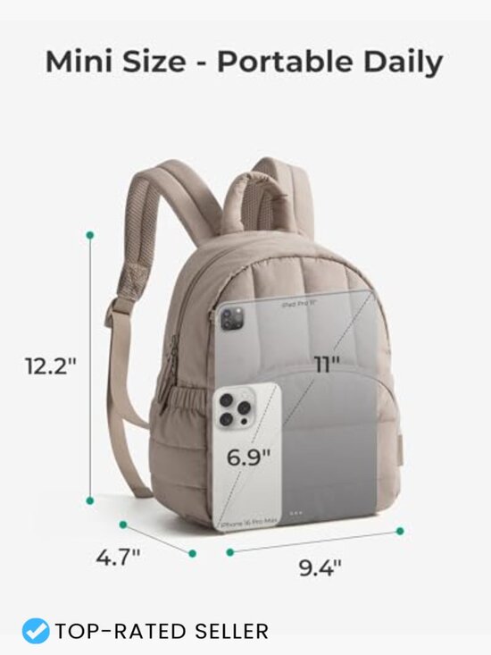 Mini Lightweight Puffer Backpack Quilted Casual Travel Daypack Water-Resistant main image 5